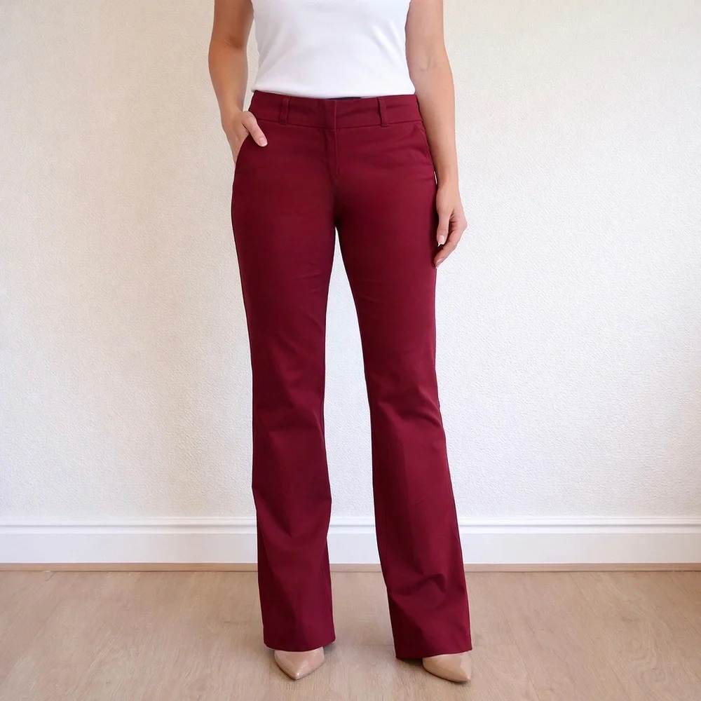 The Limited Deep Red Bootcut Dress Pants 4 Stretch Mid Rise Career Trousers EUC